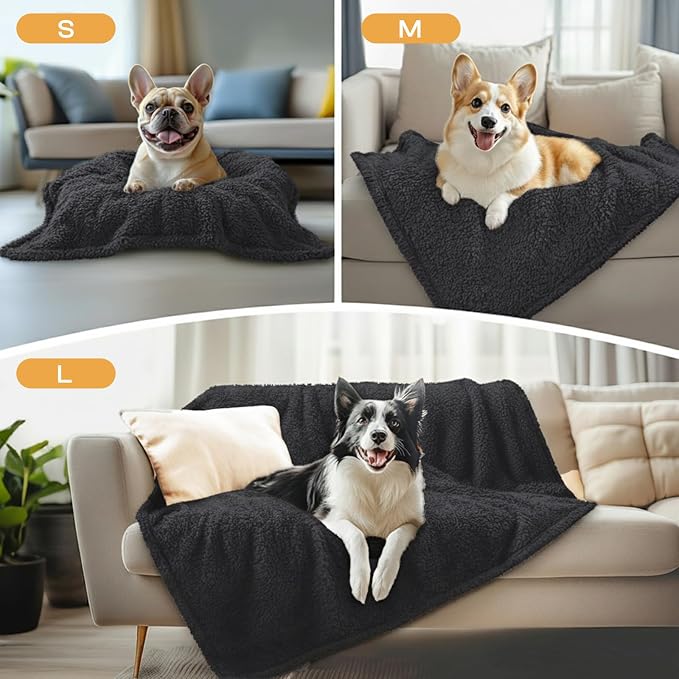 1 Pack 3 Calming Blankets Fluffy Premium Fleece Pet Blanket Soft Sherpa Throw for Dog Puppy Cat Black Large (41"x31") | Fluffy Throw Blanket Washeble for Crate Bed Couch Indoor. Cozy Pet Blanket, Puppy Essentials Dog gift,Black,Large