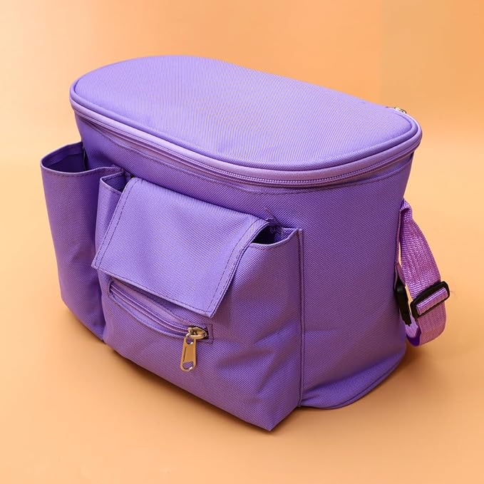 Purple Oxford Fabric Stroller Hanging Storage Bag with Multi-pocket Compact Design for Stroller and Cart Handle, Space Saving Organizer for Outgoings and Business Trips
