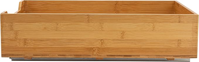 Household Essentials Glidez Bamboo and Steel Pull-Out/Slide-Out Storage Organizer for Under Cabinet Use - 1-Tier Design - Fits Standard Size Cabinet or Shelf, Natural