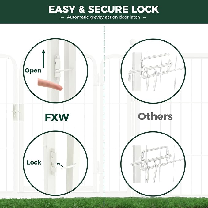 FXW Rollick Dog Playpen, Indoor, Yard & RV Camping, 32" H, 24 Panels | Easy setup, Heavy-duty, DIY layouts, for Small & Medium Dogs, Patented