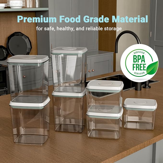 3 PACK Dog Treat Container Airtight POP Container with Lids, 1.3 Qt x 3, Food Grade, Clear, Dog Treat Jar Food Canister Set for Dog Food, Snack, Cookie