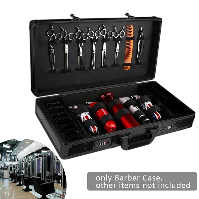 CNCEST Beauty Salon Barber Case,Hair Stylist Tool Kits Organizer,Professional Barber Travel Carry Case for Hair Scissors Tools Hair Stylist Pet Groome,Barber Carrying Case with Code Lock