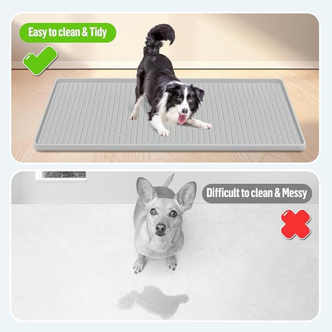 Pee Pad Holder for Dogs 50"x 34" Extra Large Silicone Puppy Pee Pad Tray | Potty Pad Holder with Raised Edge, Leak-Proof, No Spill Pet Training Pads Mat for Floor Protection, No Pee Pads