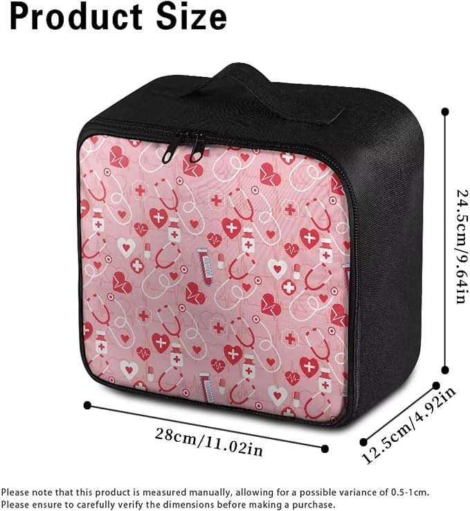 Portable Empty First Aid Kit Bag Travel Medicine Pouch Stethoscope Capsule Pink Medical Bag Empty Medium Dorm Medicine Organizer Storage Bag for Car Home Travel Hiking School