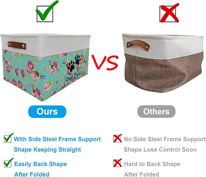 Large Dog Toy Basket Foldable Dog Toy Box Dog Toy Bin for Pet Chew Toys Accessory