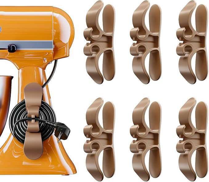 Cord Organizer for Appliances, 6 Pack Appliance Cord Organizer Stick On, Soft Rubber Appliance Cord Wrap with Strong Adhesive, Cord Holder for Kitchen Appliances, Perfect for Coffee Maker Air Fryer