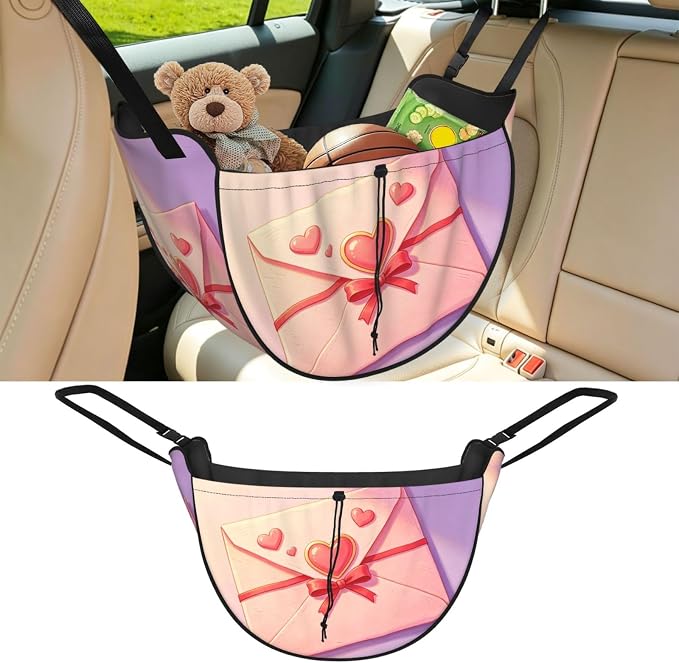 Heart Envelope Car Seat Organizer-Backseat Storage Bag for Travel | Waterproof Durable. Holds Snacks Gear Essentials. Fits Most Cars.