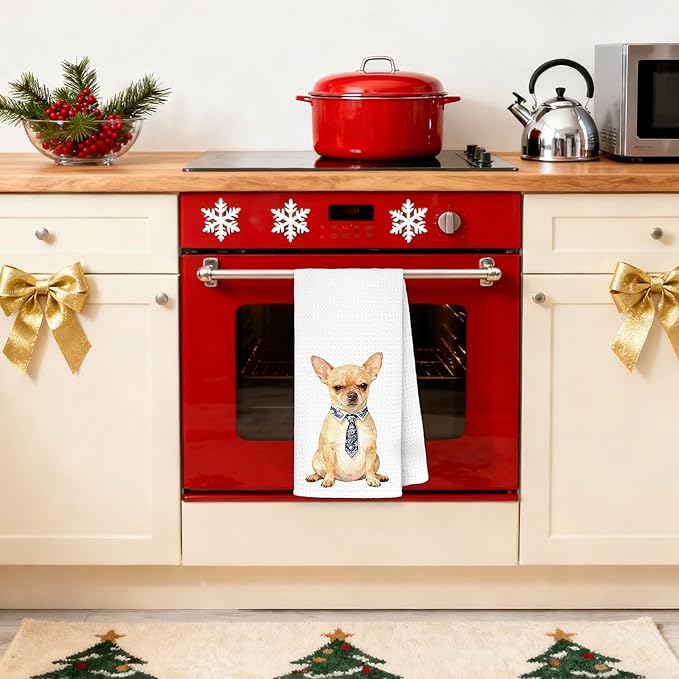Chinoiserie Chihuahua Kitchen Towels 16x24 in, Gifts for Chihuahua Lovers Women, Grandmillennial Tie Dog Decorative Hand Tea Dish Towels for Bathroom Kitchen