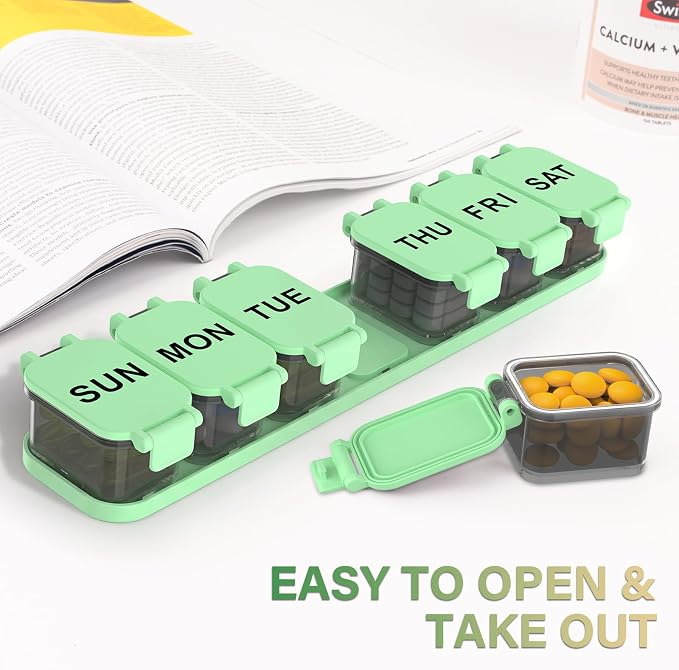 Extra Large Weekly Pill Organizer with 7 Detachable Compartments | XL Pill Organizer, Portable Medicine Pill Organizer for Supplements, Daily Pill Case for Home and Travel