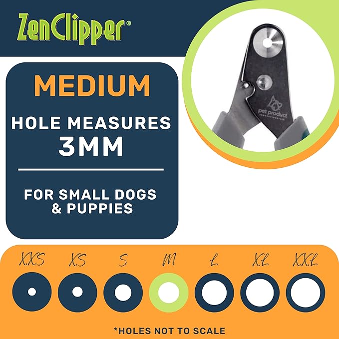 Zen Clipper Pet Nail Clipper for Dogs – Dog Nail Clipper for Safer Grooming and Nail Care - Clean, Quiet, and Easy-to-Use Stainless Steel Dog Nail Trimmer - (3mm Hole)
