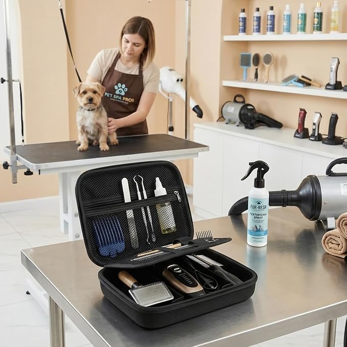 Klmnop Pet Grooming Scissors Organizer Case & Dog Grooming Bag - Tool Storage & Travel Kit Storage Box for Clippers Nail Trimmer, Pet Shaver for Owners(Black)