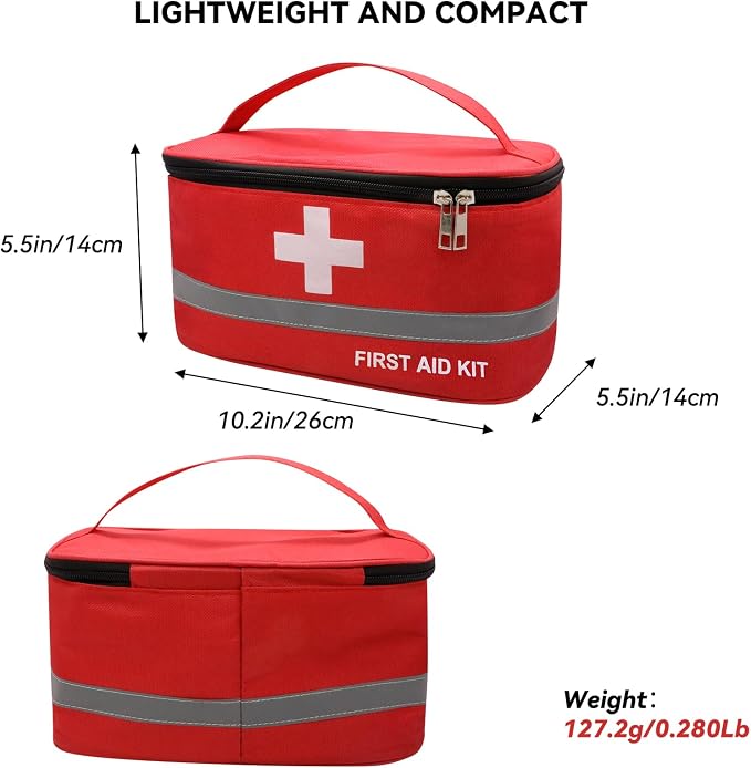Faylapa Empty First Aid Bag, 10.2x5.5x5.5 inches Portable Outdoor First Aid Medical Storage Bag, Multi-Function Emergency Medicine Storage Organizer for Home Outdoor Travel Car Camping Hiking