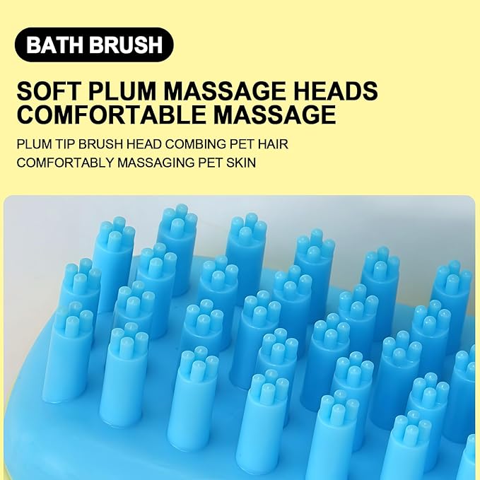 HOP Yellow Shoe-Shape Dog Bath Massage Brush Soft Plum Massage Head Dog Washing Brush Pet Grooming Cleaning Tool for Small Medium Dogs and Cats Gentle Remove Loose Hair Deep Cleansing