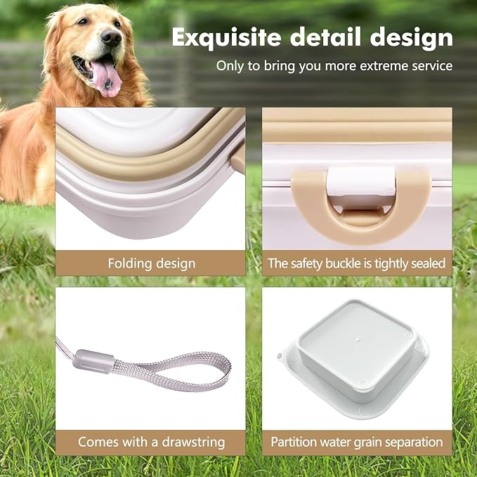 Collapsible Dog Bowls, Travel Food and Water Double Bowl for Cats & Dogs, 2-in-1 Portable BPA-Free Feeding Solution, Perfect for Traveling, Camping & Walking (L/ 100oz)