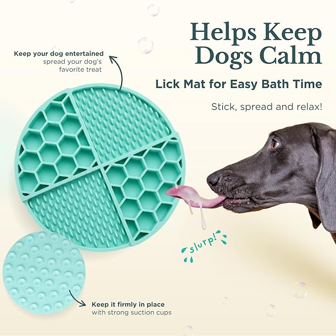 Nina Woof Bath Kit for Dogs & Puppies – Grooming Set with Recycled Polyester Towel, Silicone Brush & Lick Mat – Stylish At-Home Dog Bath Kit, Perfect Dog Gift