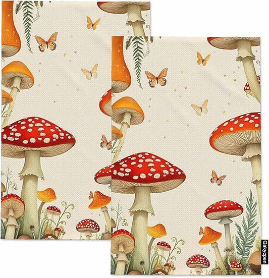 Mushroom Moon 2Pcs Kitchen Towels Butterfly Leaf 16X24 Inch Ultra Soft Tea Towel Super Absorbent Terry Dish Towels for Kitchen Linens