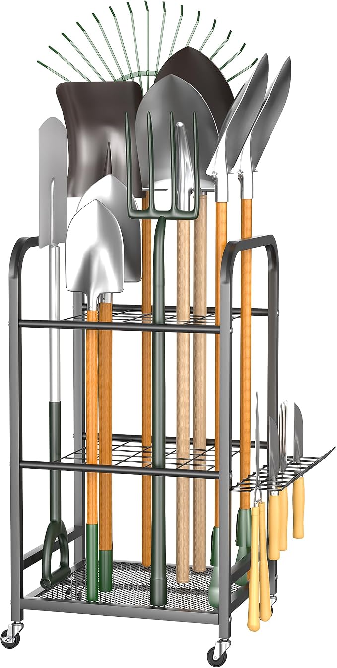 EVERHANGER Garden Tool Organizer and Storage, Yard Tool Stand | Garage Tool Rack Organization for Indoor/Outdoor Use