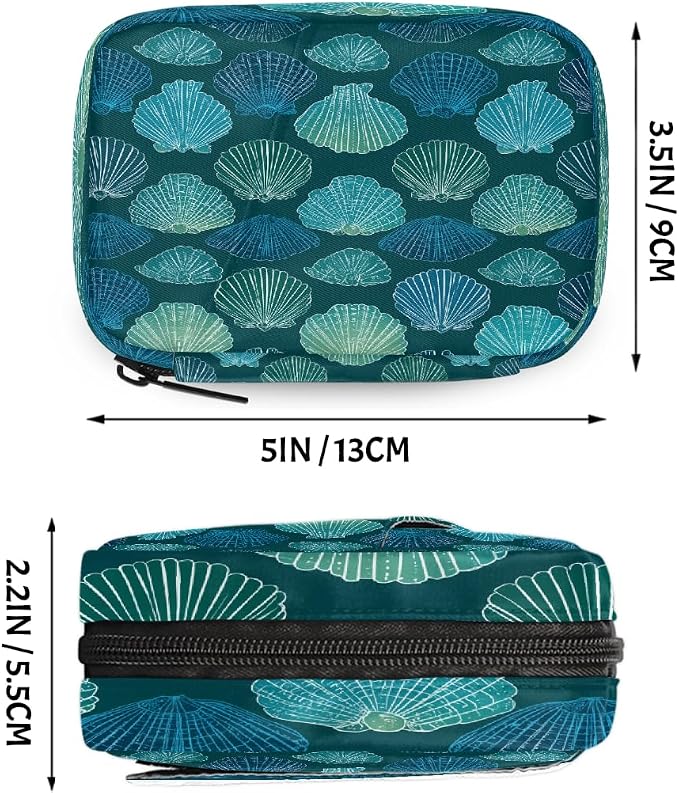 Travel Pill Organizer Blue Teal Shell Starfish Pattern Pill Case