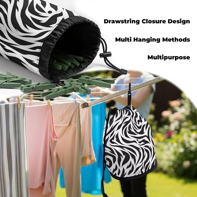 Clothespin Bag with Hooks Planet Sun Moon Hanging Clothes Pin Bag with Drawstring Closure Clothespin Holder, Ventilation Storage Organizer, Machine Washable