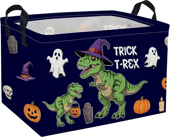 Rectangle Kids Baskets Halloween dinosaur Basket Cute Storage Bin Fish Box for Room Decor Gift Basket(Halloween dinosaur)