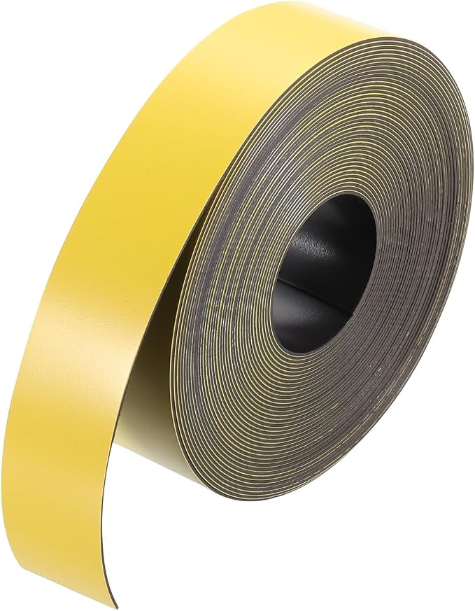 MECCANIXITY Magnetic Strip with Strong 1 Inch x 26.25 Feet Magnetic Strip Tape,Magnetic Tape Labels for Whiteboards Refrigerator and Crafts Yellow