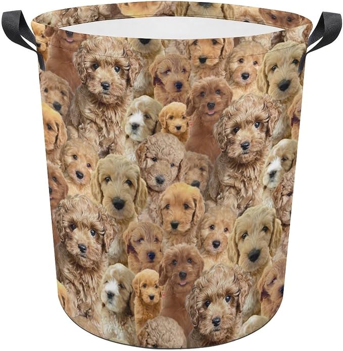 Doodle Dog Lover Gifts, Cute Doodle Dog Print Laundry Basket, Dirty Clothes Basket, Foldable Waterproof Storage Basket for Bedroom Bathroom, Large Storage Basket for Doodle Mom Dog Owner
