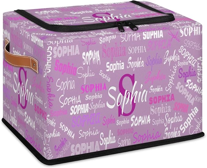 Custom Rectangular Baby Storage Basket with Zipper Lid, Kids Toys Bin, Books Shelf Basket, Clothes Towel Storage Bin for Nursery, Gift Basket, Pet Basket, Lavender Purple Color