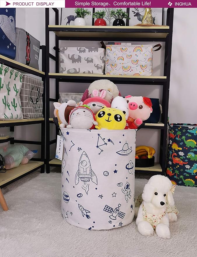 Spaceship Fabric Storage Bin Nursery Organizer Basket | Organizer Bin Dirty Clothes Collapsible Waterproof for College Dorms, Boys and Girls Bedroom,Bathroom
