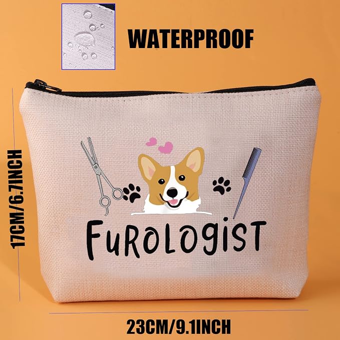 JYTAPP Furologist Funny Puppy Stylist Cute Dog Groomer Cosmetic Bag Dog Groomer Survival Kit Zipper Pouch Pet Grooming Gifts