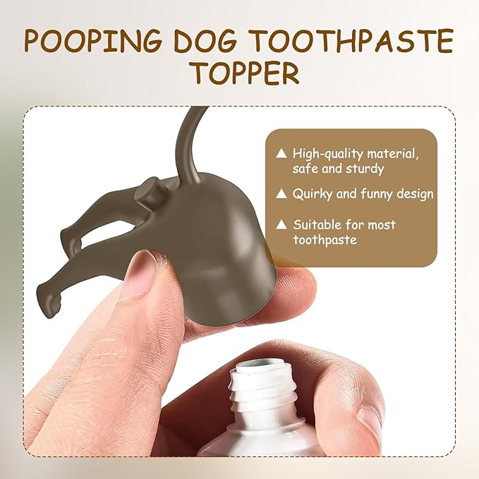 2 Pcs Poop Toothpaste Dispenser, Hilarious Golden Retriever Puppy Poop Toothpaste Dispense, Dog Butt Toothpastes Topper,Suitable for Dog Lovers