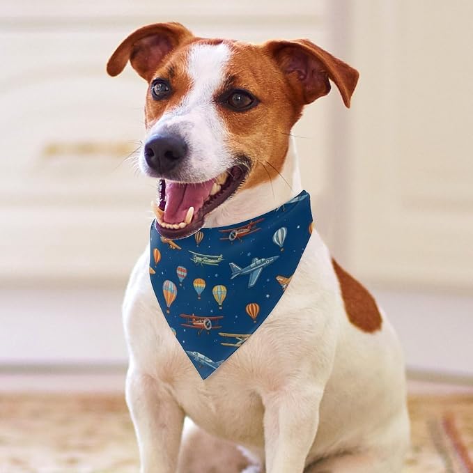 Pet Scarf for Small and Large Dogs Party Supplies, Casual Daily Use, Washable Cartoon Airplanes Lightweight Pet Fashion Accessories