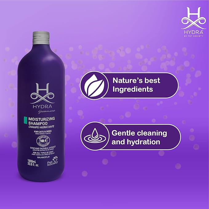 Hydra Professional Moisturizing Dog Shampoo, Oatmeal Bath for Dogs and Cats, Pet Wash for All Breeds and Coat Types, Promotes Healthy Skin and Coats