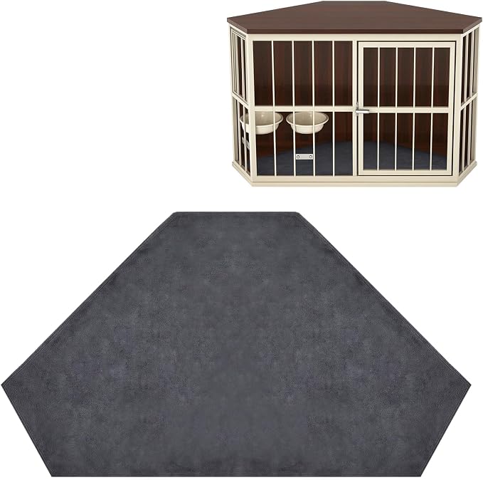 Fanfanwin 42.5 Inch Waterproof Dog Crate Mat, Soft Plush Pet Blanket for Large Dogs, Non-Slip Corner Liner, Machine Washable (Only Mat)