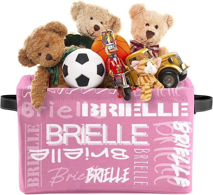 Personalized Storage Bins with Name Custom Kids Storage Basket Cubes Organizer with Handles for Organizing Boys and Girls Toys Shelf Closet Nursery Baskets Boxes, 1 Pack