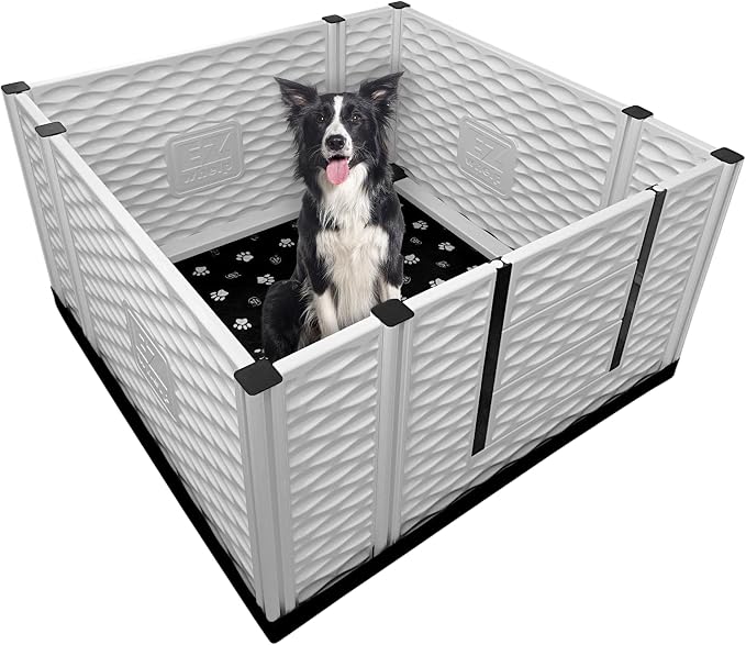 EZclassic Dog Whelping Box - Washable Pee Pad, Large 48"x48"x28" | Tall 48x48x28 breeder whelping box with high walls, durable customizable panels, quick setup, and easy cleaning