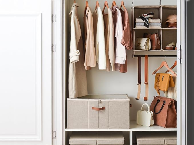 StorageWorks 24-Pair Large Shoe Storage Closet, Adjustable Dividers, Taupe | Holds up to 24 Pairs, Foldable, Clear Lid, Reinforced Handles, Fits Sneakers, Boots & Heels, For Mudroom, Living Room