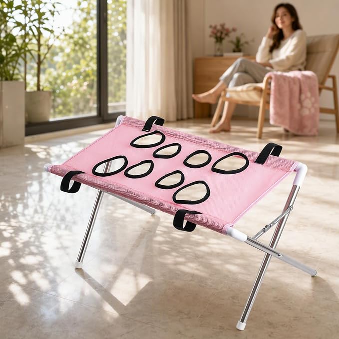 Foldable Dog Grooming Table, Pet Hammock with Stand for Small Dogs & Cats