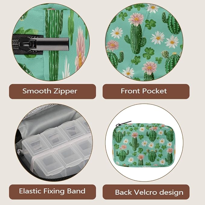 Travel Pill Organizer Cactus Flower Small Pill Case
