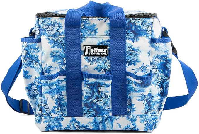 Jeffers Expression Deluxe Horse Grooming Bag – Large Zip Top Equestrian Tote w/Multiple Pockets, Handles & Adjustable Shoulder Strap, Padded Feet, Barn Essentials 11.5"x10.5"x8.5" - Equestrian Toile