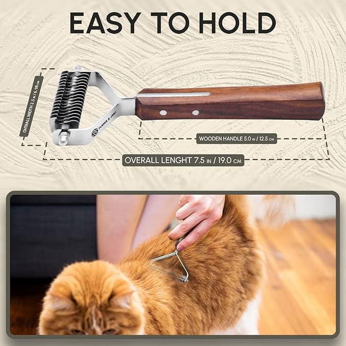 Flamia & Jabz Undercoat Rake for Dogs & Cats, Dematting Grooming Stripper Tool (16 Blades)