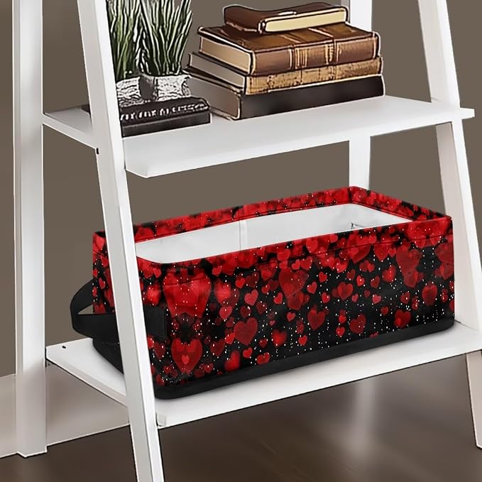 Valentine Heart Toilet Paper Basket,Bathroom Basket Decorative Shelf Bin Organizer for Toilet Tank Topper Countertop Shelves, Decor for Bedroom Living Room