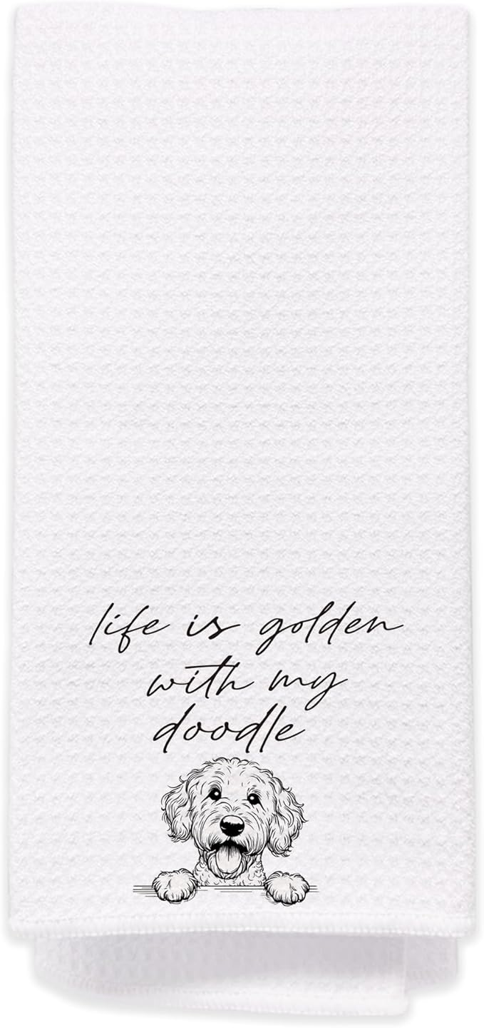 Golden Doodle Hand Towels for Bathroom - Goldendoodle Poodle Kitchen Dish Tea Towels, Goldendoodle Dog Mom Gifts for Dog Lovers/Women, Golden Doodle Gifts for Mothers Day/Christmas