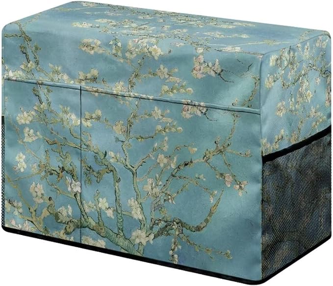 Elegant Apricot Blossom Sewing Machine Cover with Storage Pocket,Enhance Your Sewing Experience with Artistic Flair, Duty, Dust & Pet Hair Protection, Fits Brother, Singer, Janome