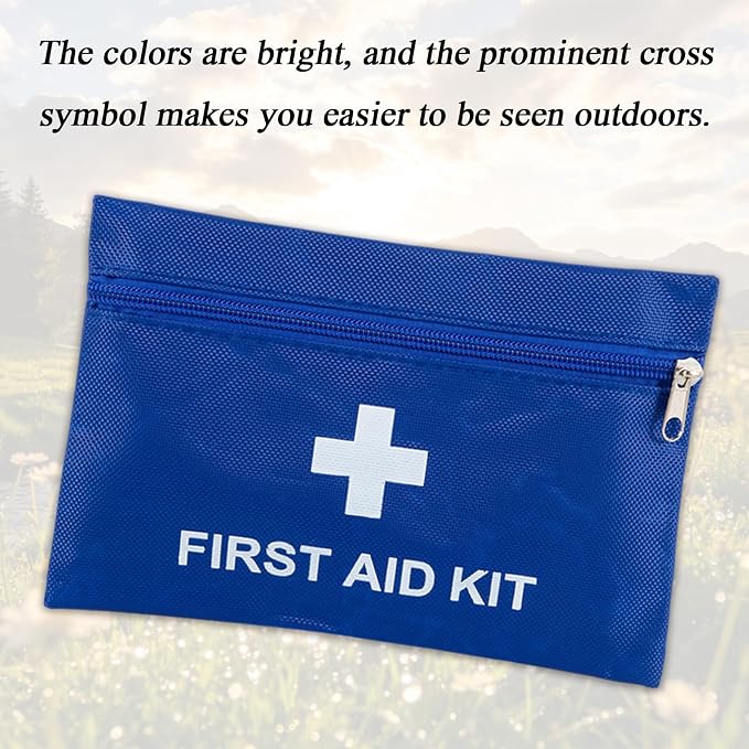 6 Pack Empty First Aid Kit Bag, Small First Aid Pouch Bulk, Water Resistant Travel Medical Organizer, Mini Emergency Supply Storage for Home, Car, Office, Camping, Outdoors (Blue, 20X14cm, Bag Only)