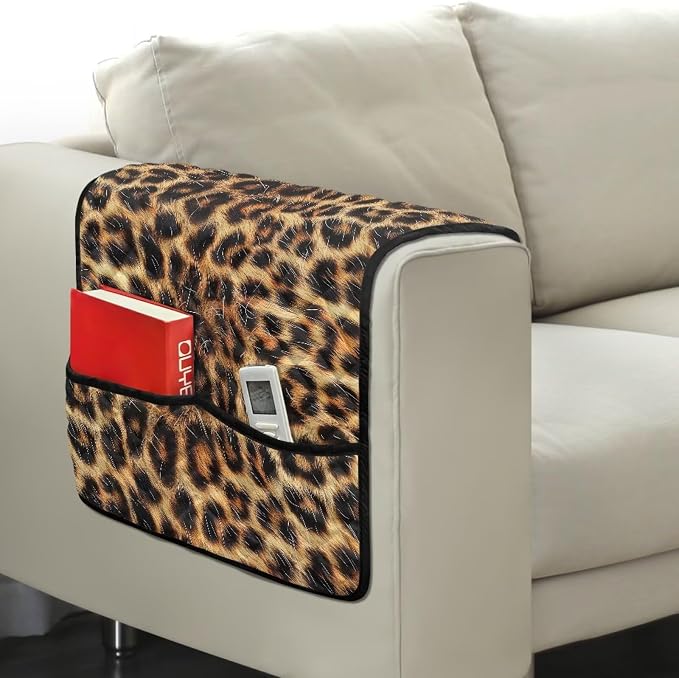 Leopard Sofa Arm Covers for Couch Stretch Arm Rest Cover, Anti-Stains Couch Arm Cover Easy to Clean Sofa Slipcover Furniture Protector Office Chair Armrest Covers