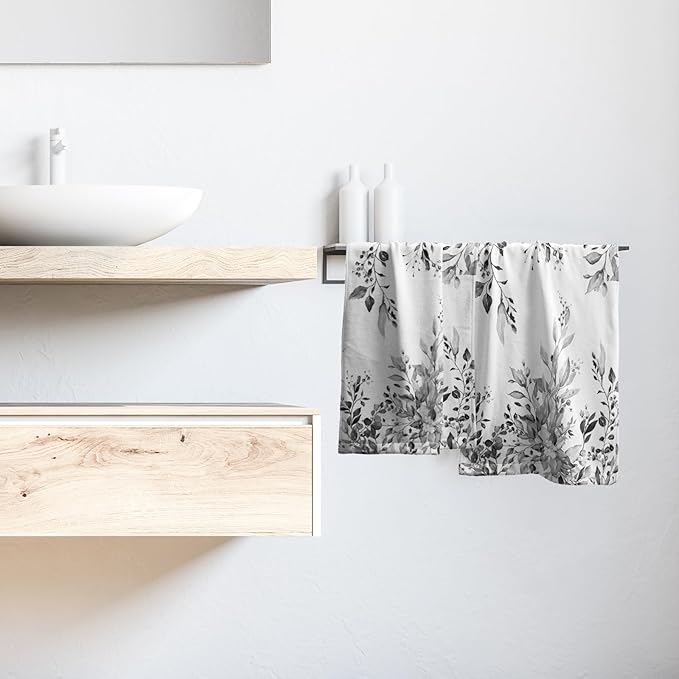 Giwawa Grey Eucalyptus Hand Towels Set of 2 Sage Leaves Soft Absorbent Small Bath Towel Kitchen Dish Guest Towel for Bathroom Hotel Gym Spa