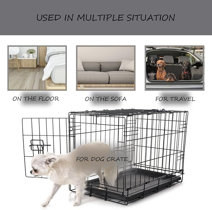 Washable Dog Bed Mat Ultra Soft Dog Crate Pad Comfy Fluffy Pet Kennel Beds Sleeping Mattress for Large Jumbo Medium Small Dogs Grey (Pack of 3)