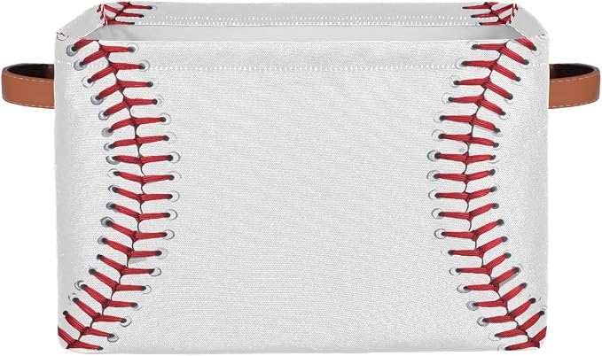 SEULIFE Abstract Baseball Sport Pattern Foldable Collapsible Organizer Storage Bin Cube Toys Storage Box with Handles for Bathroom Kids Nursery Closet, 1 Pack