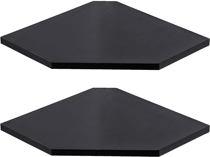 Fun Memories Corner Shelf Wall Mount, Floating Corner Shelves, Set of 2 Corner Wall Shelf Organizer, Rustic Wood Wall Storage Display Shelves for Living Room Bedroom Bathroom Kitchen, Classic Black