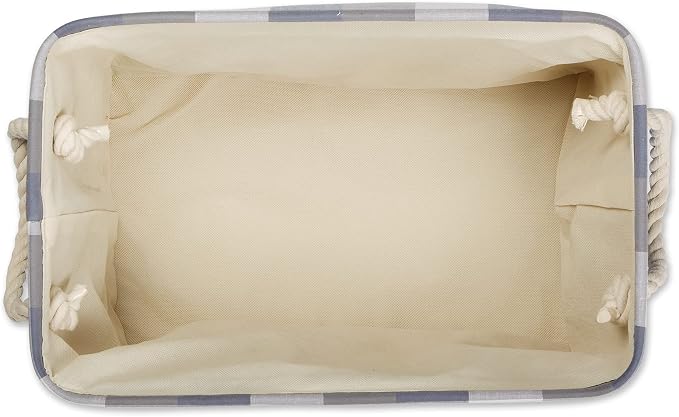 DII Buffalo Check Storage Bin, Medium Rectangle, 16x10x12, Tri Color Blue